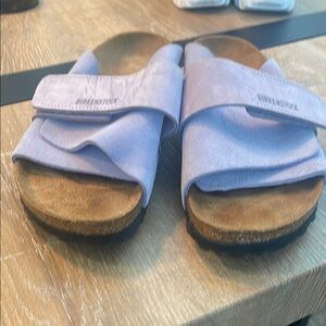 ONLY WORN ONCE. LIKE NEW, size 8 (39). Lavender Birkenstocks. Stylish & comfy.